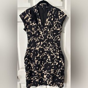 Just Taylor Black Cream Floral Dress W/pockets Size 12 Stretch Party Cocktail
